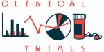 An illustration for clinical trials includes charts and medicines.