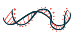 An illustration shows a ribbon of DNA.