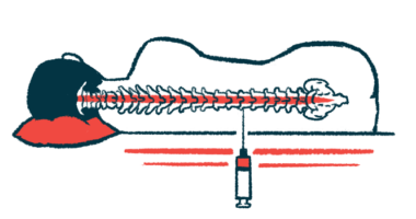 A person lies on his side as medicine is delivered directly into his spinal canal, called intrathecal delivery.