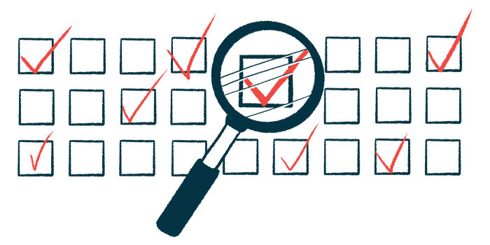 Three lines of checkboxes are shown, with some checks in boxes, while one checked box is magnified by a magnifying glass.